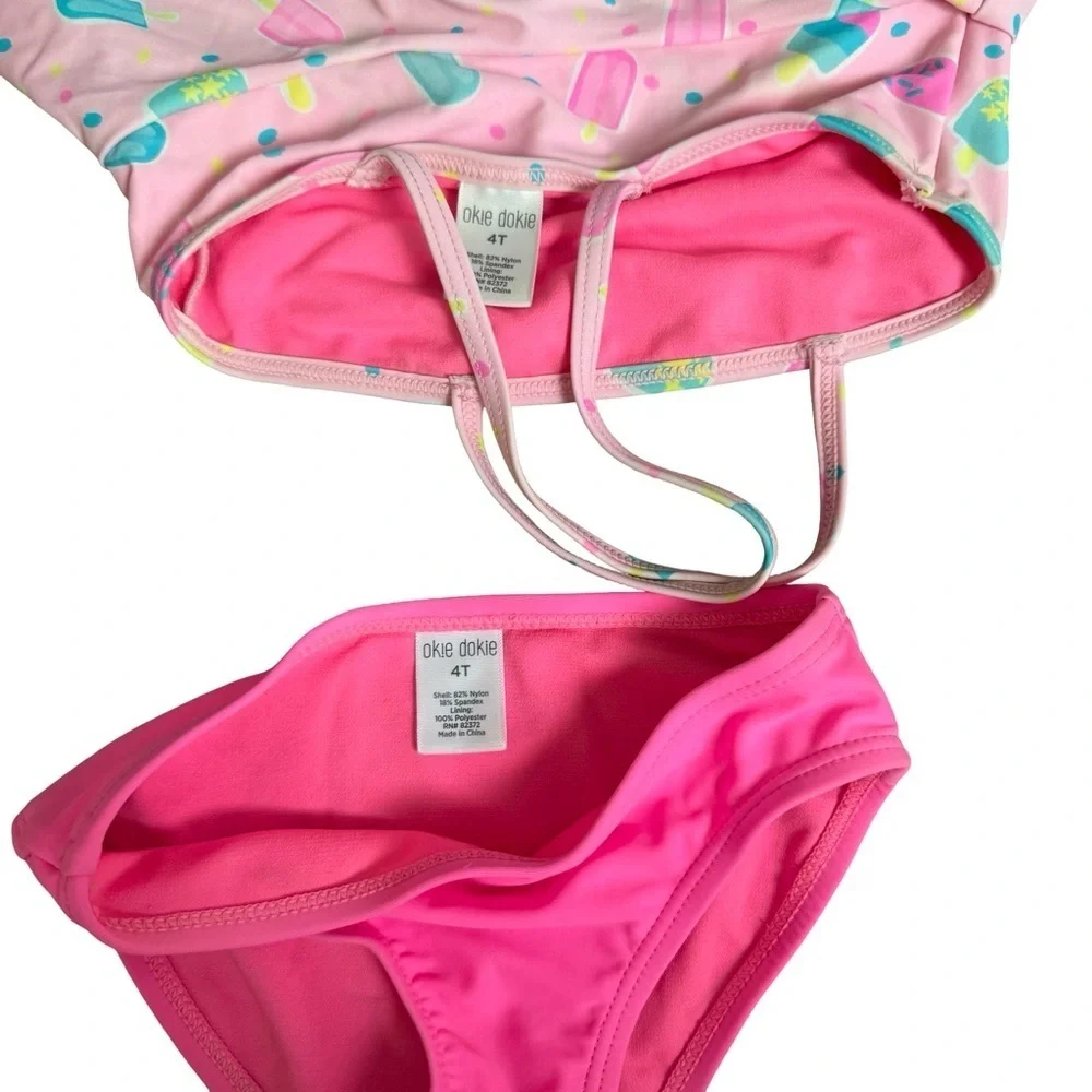 Okie Dokie Pink Popsicle 2-Piece Tankini Swimsuit Set Girls Size 4T
